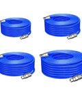 Shop Grade Heavy Duty Air Compressor Hose With C Type Quick Connect Fittings 5X8MM Rugged Polyurethane Pneumatic Tubing Non Kinking Workhorse Air Line For Garage Gear in blue.
