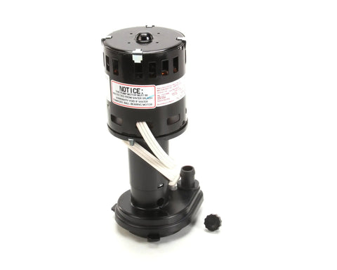 Genuine OEM Water Pump Replacement for Ice Machines, 320 Volt, 3000 RPM, black plastic unit, angled view.