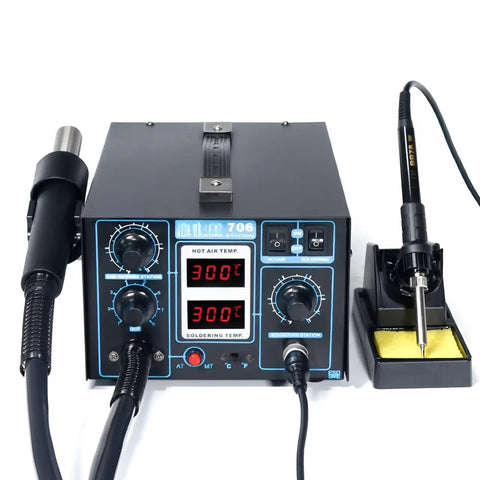 Pro Grade Desoldering Air Pump And Hot Air Rework Station With Digital Display For Soldering Iron Repair PCB Chip Rework T12 TN Style Nozzle