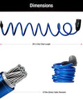 Bike Lock Cable Set With Keys 3 Pack Keyed Alike 6 Ft Long Braided Steel Cables in Blue showing dimensions and details