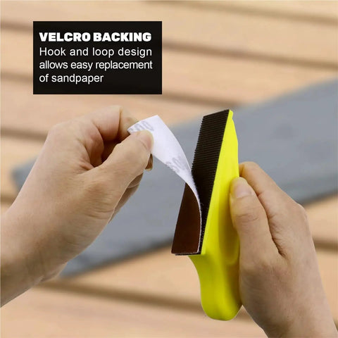 Hustle With 200pcs Sanding Papers For Mini Handle Sander Detail Sanders, Assorted Grits For Woodworking showing Velcro backing for easy sandpaper replacement.