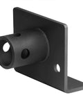 Two Pack 2 In OD Swivel Jack Pipe Mount Plate For Trailer Bolt On, Pre Drilled 5/8 Pin And 1/2 Bolt Holes, Plate 5 In Wide By 4.25 In Tall By 2 In Deep, Weld On Mount, Low Carbon Steel Spray Coating. Black 2 in OD swivel jack pipe mount plate with predrilled holes