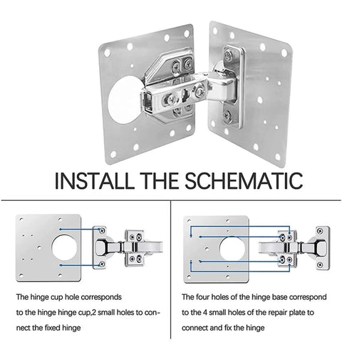 Installation guide for 8 Piece Hinge Repair Plate Kit In Brushed Stainless Steel For Cabinets With Mounting Screws And Bracket Set