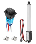 Compact 12V Mini Linear Motion Actuator delivers smooth 100mm stroke at speed with solid 96N push power. Includes switch and brackets.