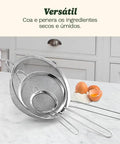 Three Piece Stainless Steel Mesh Strainer Set With Fine Mesh For Sifting, Straining, And Draining In The Kitchen