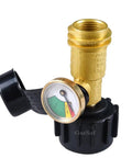 Propane Tank Gauge Level Indicator for 20 to 40 Pound Tanks with QCC1 Type1 Connection, easy read color-coded dial, brass body