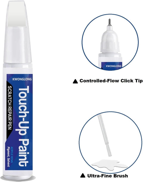 Lexus Ultra White 083 Car Touch-Up Paint 2-In-1 Scratch Repair Kit with brush and click tip details