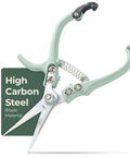 Herbs And Flowers Pruning Shears With Easy Lock Dope Lightweight Garden Snips For Precise Cuts Carbon Steel Blades Holster Green