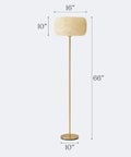 Rowan Brass Floor Lamp With Unique Thread Shade, 66" tall, 16" shade diameter, free standing LED light for living rooms and bedrooms