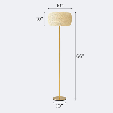 Rowan Brass Floor Lamp With Unique Thread Shade, 66" tall, 16" shade diameter, free standing LED light for living rooms and bedrooms