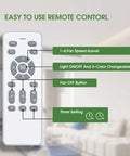Remote control for 32 Inch Ceiling Fan With Remote And Dimmable Light For Indoor And Outdoor Use, showing speed, light, and timer settings.