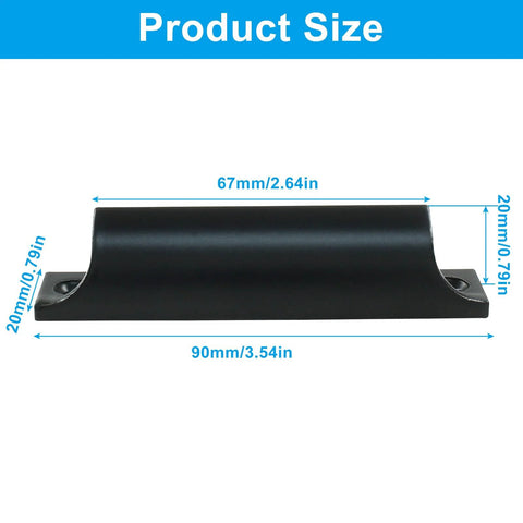 Black Aluminum Sash Lift Handle With 3.5 Inch Center-To-Center Hole Spacing showing dimensions of 90mm x 20mm x 20mm