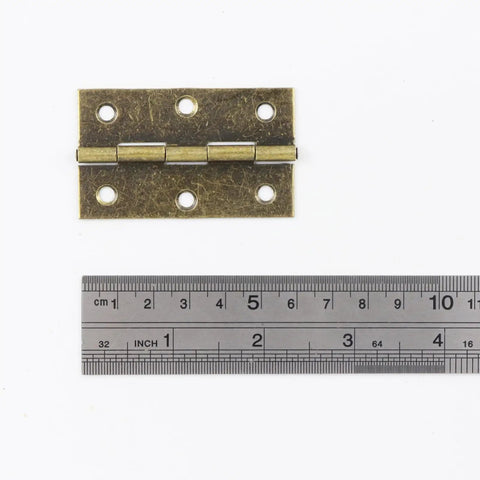 2.5 Inch Folding Butt Hinges Antique Bronze 12-Pack Heavy Duty Iron Hinges with ruler for size reference