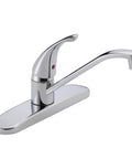 Single Handle Kitchen Sink Faucet In Chrome With Smooth 360 Degree Swivel Spout And Low Arc Profile For Easy Peasy Installation On Standard Three Hole Countertops