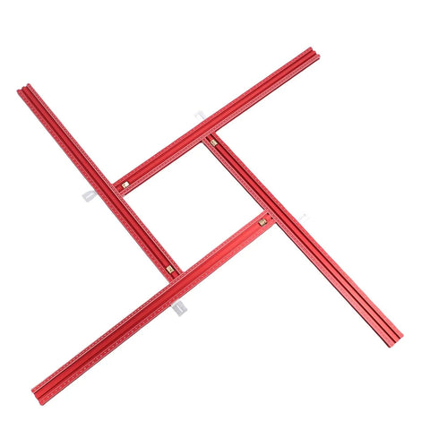 Adjustable Router Template With Solid Aluminum Alloy Guide Rail System And Dual Track Measurement for precise cuts, red aluminum guide system.