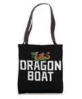 Dragon Boat Racing Paddler Tote Bag For Dragonboating Fans A Dope And Practical Gear Carrier For Paddlers Men And Women On The Team Perfect For Practice Races Travel And Festival Celebrations, black fabric with dragon graphic.