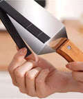 Triangular Watermelon Cutter With 304 Stainless Steel Blade, Textured Edge, Sturdy Design, Wooden Handle, Blade Protector