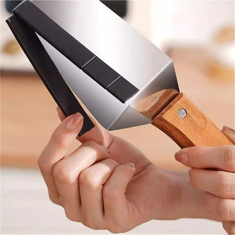 Triangular Watermelon Cutter With 304 Stainless Steel Blade, Textured Edge, Sturdy Design, Wooden Handle, Blade Protector