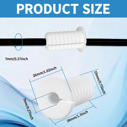 4 Pack Of Hella Flexible White 3/4 Inch Silicone Cable Grommets For Starlink shown with size dimensions, ideal for cable protection.
