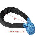 One Half Inch Synthetic Rope Soft Shackles Tough As Nails Badass Recovery Rigging 38000 Pound Break Strength two piece bundle, 7 inch loop.