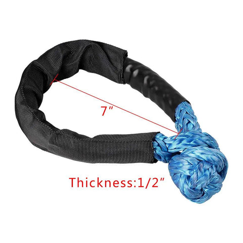 One Half Inch Synthetic Rope Soft Shackles Tough As Nails Badass Recovery Rigging 38000 Pound Break Strength two piece bundle, 7 inch loop.