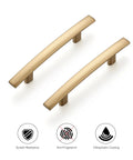 10 Pack Solid 3 Inch Hole Center Curved Bar Cabinet Handles Five And Three Sixteenths Inches Long Black Matte Finish Kitchen Pulls For Cabinets Dressers Cupboards Zinc Alloy Construction Tough As Nails shown with features like scratch resistance and anti-fingerprint coating.