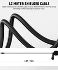 Lavalier Clip On Mic Omnidirectional Condenser Wired Lav Mic 2 Pack cable detail showing 1.2m length and shielded design.