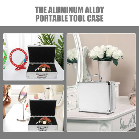 Tough As Nails Aluminum Tool Chest With Comfortable Grip Handle And Solid Metal Latch Portable Hard Storage Case For Go Everywhere Outdoor Excursions And Projects, open view with tools inside.