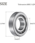Beefy Tapered Roller Bearing Cone And Cup Set For Heavy Duty Machines, 0.75 In Bore, 1.5745 In OD, 0.473 In Thick, Chrome Steel Bearing, ABEC 3