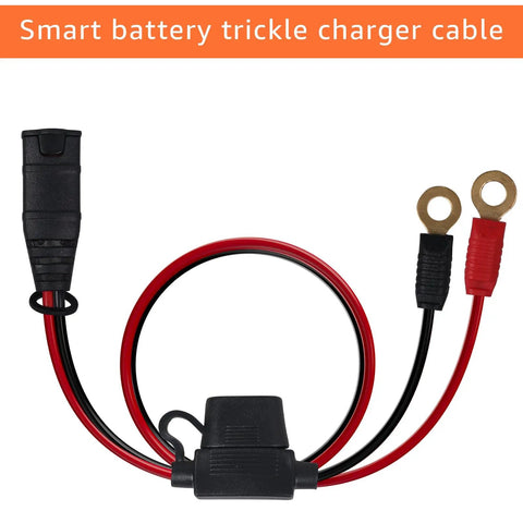 Two Pack Heavy Duty Battery Harness Compatible With Smart Chargers Featuring M10 Three Eighth Inch Terminal Connectors, 16AWG cable.