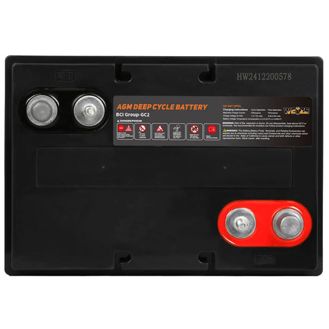 Rock Solid Gc2 6V 240Ah Deep Cycle AGM Gel Battery For Golf Carts Scissor Lifts And Scrubber Sweepers With Heavy Duty Sae Terminals And Badass Durability