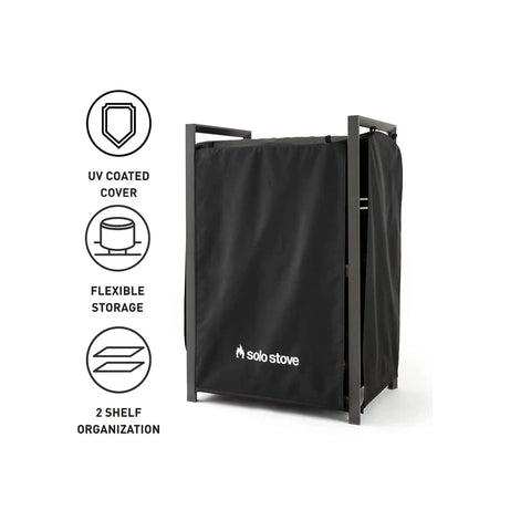 Station Firewood Rack With UV Cover And Two Shelf Outdoor Storage For Logs Tools And Accessories 4.4ft Black