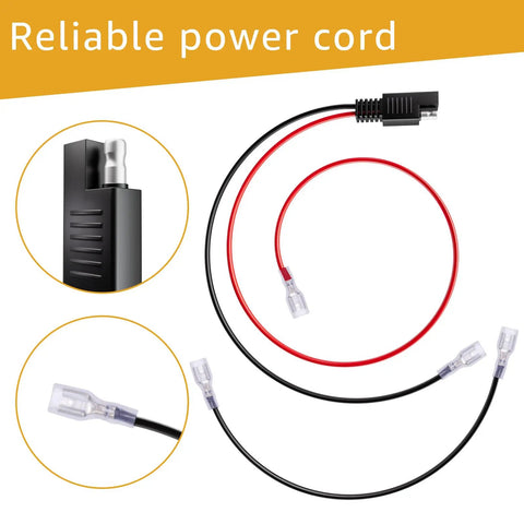 24 Volt Battery Wiring Harness Kit With Insulated Terminals And 2 Prong Connector For Electric Bicycles Replacement Part, black and red wires