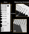 Two Pack Stainless Steel Thickness Gauges, Wire Gauge Measuring Tool Set For Wires, Sheets, And Cables with measurement scales visible