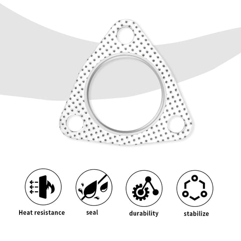 Exhaust gasket, 2-inch, triangular 3-bolt flange with perforated metal for header/muffler