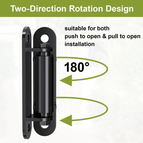 Heavy Duty Gate Hinges 7-Inch Silent Bearing Outdoor Gate Hardware, Stainless Steel Strength For Any Weather, Waterproof And Rust-Resistant, Easy Install With Included Screws, black 180-degree two-direction gate hinge