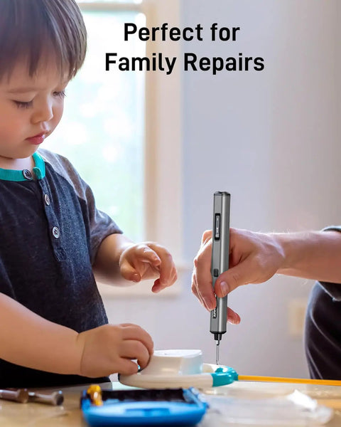 Rechargeable Electric Screwdriver With 32Bit Microprocessor And HD OLED Display for family repairs, SES MAX in use.