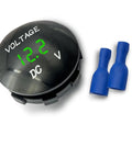 Slick Dual Voltage Car Voltmeter Gauge With LED Digital Display Waterproof Panel Mount Battery Monitor For 12V 24V Vehicles Boats And Marine Vessels Easy Read Voltage Indicator For Cars Trucks Marine Rigs black round panel with blue connectors