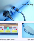Heavy Duty Stainless Steel Semi Automatic Bottle Filler With Easy Digital Controls And No Sweat Anti Drip Nozzle For Beverages Spirits Oil Plug And Play Commercial Rig featuring aviation plug and control buttons.