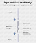 Multi Function Cleaning Pen For AirPods Pro 1 2 3 And Earbuds Case Soft Bristle Brush Kit showing dual head design with cleaning tools.