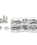 304 Stainless Steel Hex Socket Cap Head Screw Kit With Bolts Nuts And Washers M2 Through M6 DIN912 Boxed Set For DIY Projects And Reliable Electrical Connections, open box view