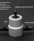 Dual Head Metal Sheet Nibbler Cutter Kit With 360 Degree Adjustable Punch showing electric rotor and double cutter head
