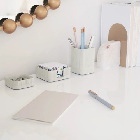Desk Organizer Set Of 3 For Your Office Made From Sturdy Concrete To Upgrade Any Desk Setup With An Industrial Vibe Includes Pen Holder Paperclip Storage And Sticky Note Holder For Women Or Men