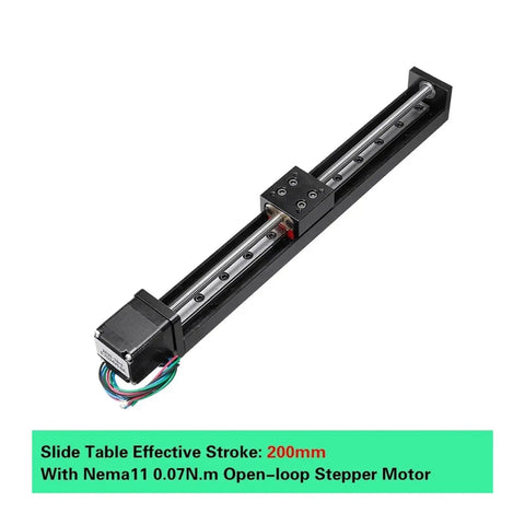 Slide Table Kit For CNC Systems With T Type Linear Guide Rail Stage 50mm Stroke And 6mm Pitch Electric Linear Stage Pro Grade Precision Ball Transmission Heavy Duty Load For Smooth And Accurate Milling, 200mm stroke with Nema11 motor