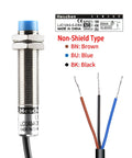 M12 Capacitive Proximity Sensor Switch Non-Shield Type LJC12A3-5-Z/BX with visible wiring colors for installation