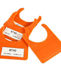Pro Grade HSK63 CNC Tool Handle Marking Card Built Like A Tank Durable ABS Cutting Tool Chuck Identifier in orange.