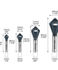 Four Piece Cobalt Countersink Chamfer Tool Set Single End M35 High Speed Steel 90 Degree Cutting Angle sizes and dimensions