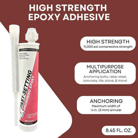 Fast-Setting Anchoring Epoxy For Concrete Rebar Steel Masonry Bolts And More, High-Strength Caulking Adhesive, Moisture Tolerant