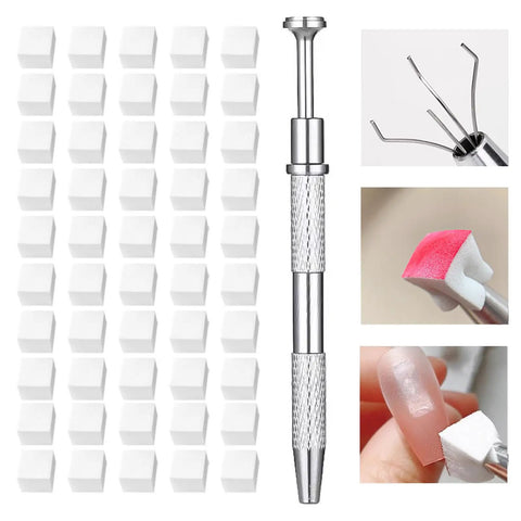 62 Piece Nail Art Brushes Set With 5 Liner Brushes For Nails, 5 Dual Tipped Silicone Dotting Pens, 50 Nail Sponges For Ombre With Grabbing Pen