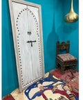 Hand Carved White Barn Door For Interior Use Rustic Solid Wood Door In Custom Sizes For Sliding Or Hinged Mounts